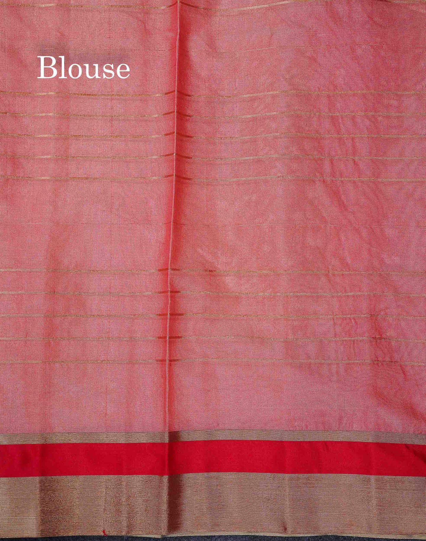 Beautiful Half White Zari Lines Semi Tussar Fancy Saree With Contrast Tomato Red Blouse
