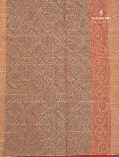 Pure Cotton Saree - Light Brown Colour Body Lines With Fancy Thread Work Buttas