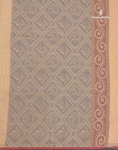 Pure Cotton Saree - Beige Colour Body Lines With Fancy Thread Work Buttas