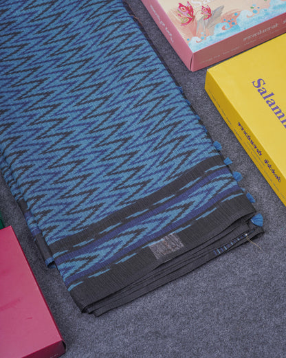 Ramar Blue Semi Tussar Fancy Saree With Contrast Black Border