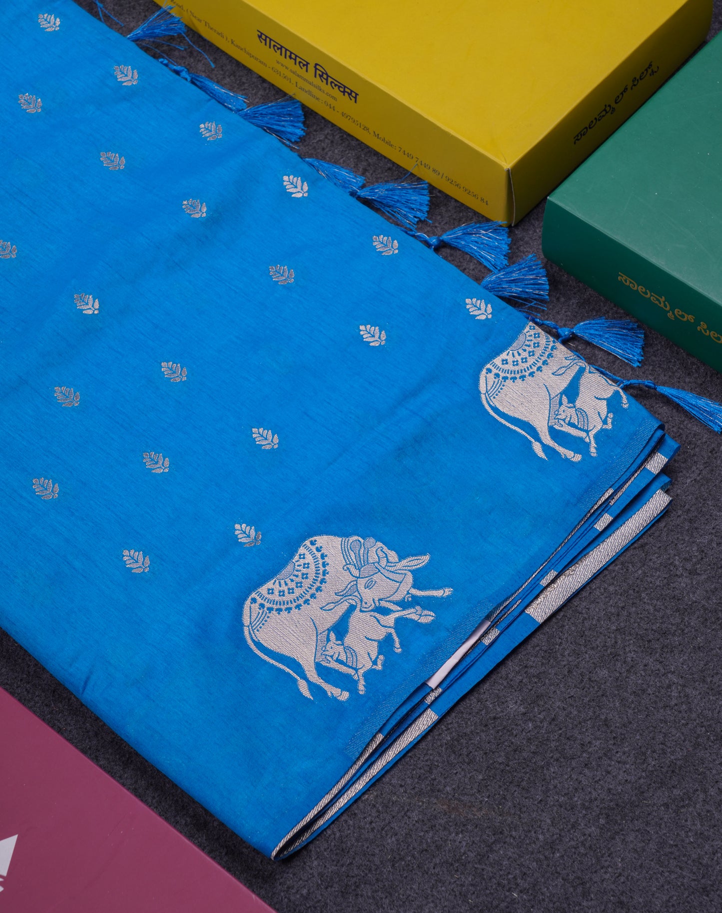 Beautiful Sky Blue Semi Raw Silk Saree With Fancy Komatha Design Border