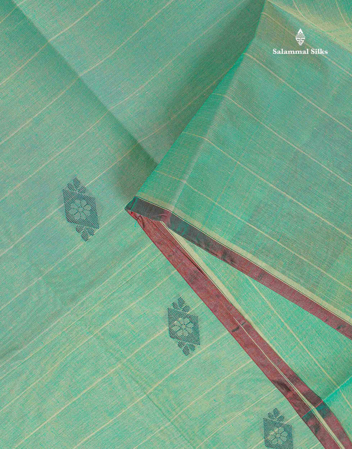 Pure Cotton Saree - Rexona Green Colour Body Lines With Fancy Thread Work Buttas