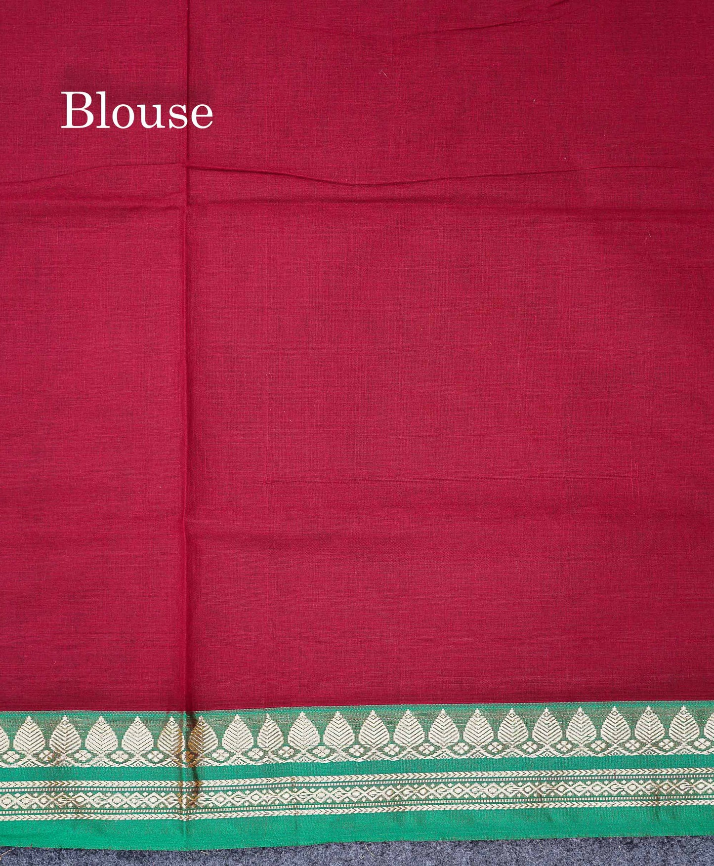 Beautiful Maroon Plain Pure Cotton Saree With Contrast Green Thread Work Traditional Border
