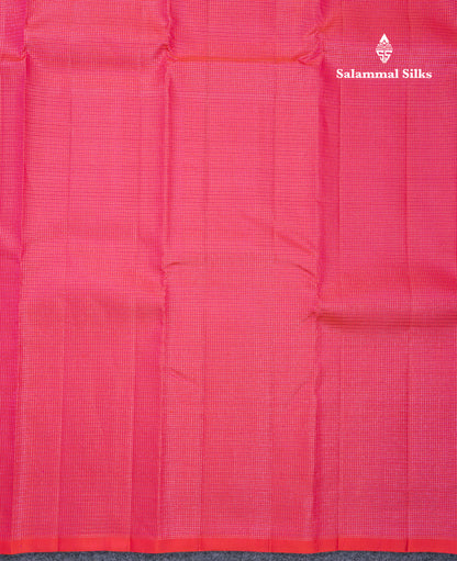 Beautiful Reddish Pink Tiny Zari Checks Fancy Pure Kanjivaram Silk Saree With Blouse