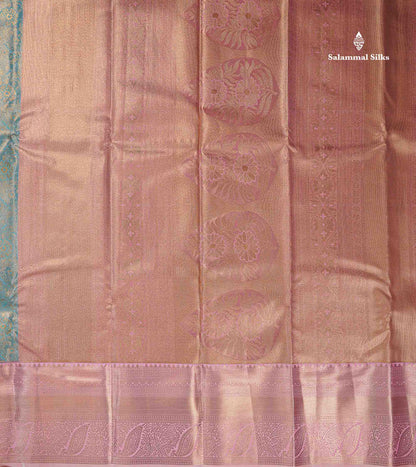 Beautiful Ice Blue Tissue Bridal Semi Silk Saree With Contrast Baby Pink Traditional Evening Morning Border