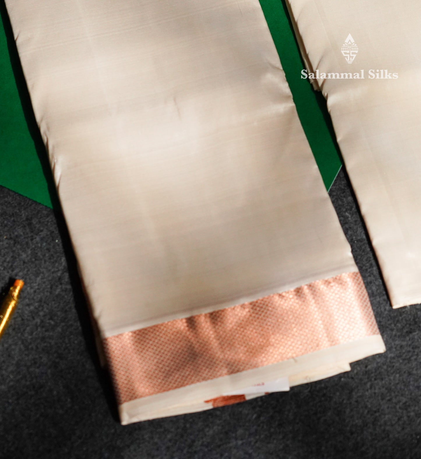 Light Copper Pure Silk (9x5) Dhoti, Angavastram & Shirt (2.50M) with Copper Zari Border