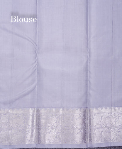 Beautiful Black Pure Kanjivaram Silk Saree With Contrast Light Grey Traditional Border