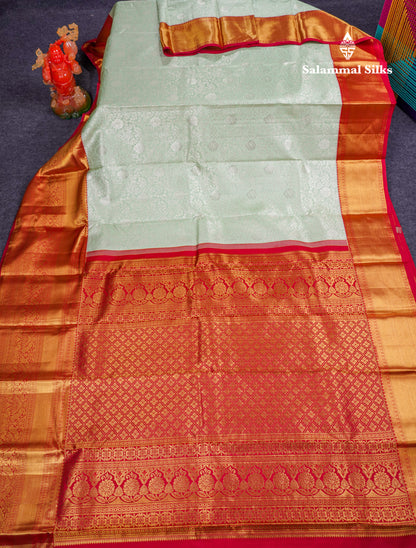 Beautiful Rexona Green Bridal Pure Kanjivaram Silk Saree With Contrast Maroon Traditional Evening Morning Border