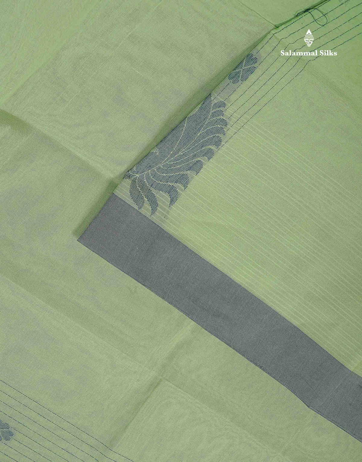 Pure Cotton Saree - Light Pista Green Colour Body Stripes With Thread Work Butta Fancy border