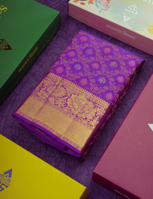 Vadamalli Beautiful Bridal Pure Kanjivaram Silk Saree With Gold Zari Border