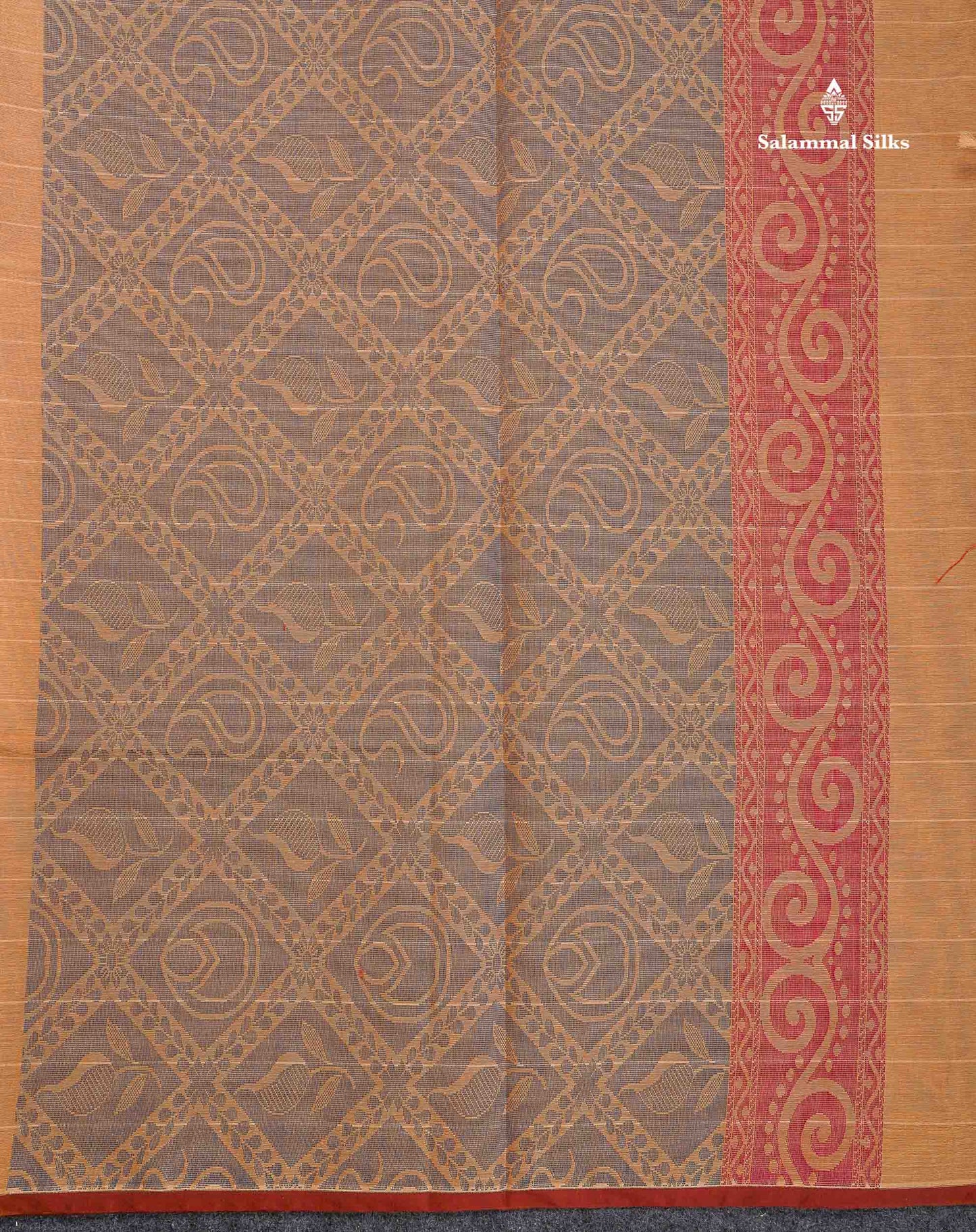 Pure Cotton Saree - Dark Sandal Colour Body Lines With Fancy Thread Work Buttas