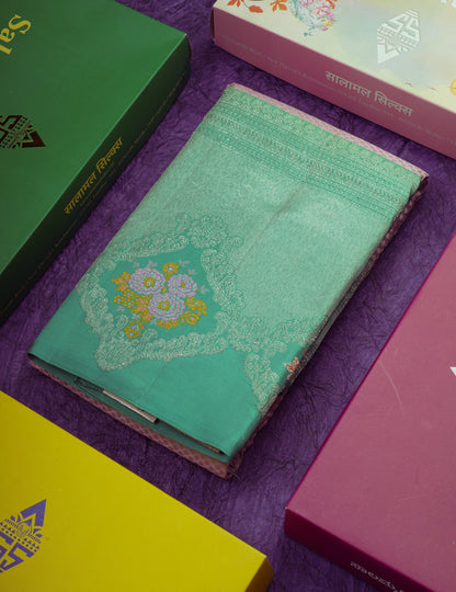 Light Lavender Bridal Pure Kanjivaram Silk Saree With Rexona Menakari Work Border