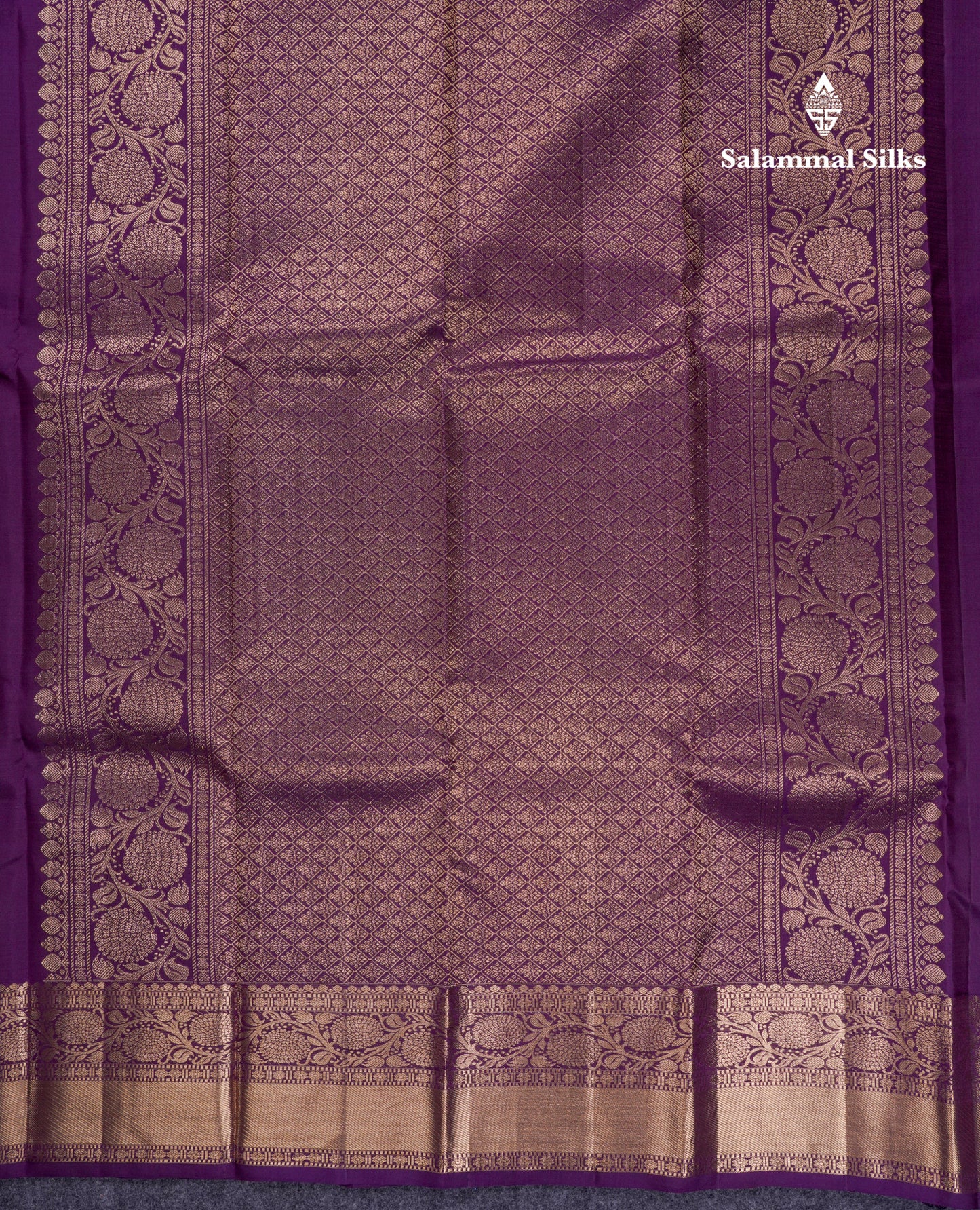 Beautiful Dark Purple Fancy Pure Kanjivaram Silk Saree With Traditional Border