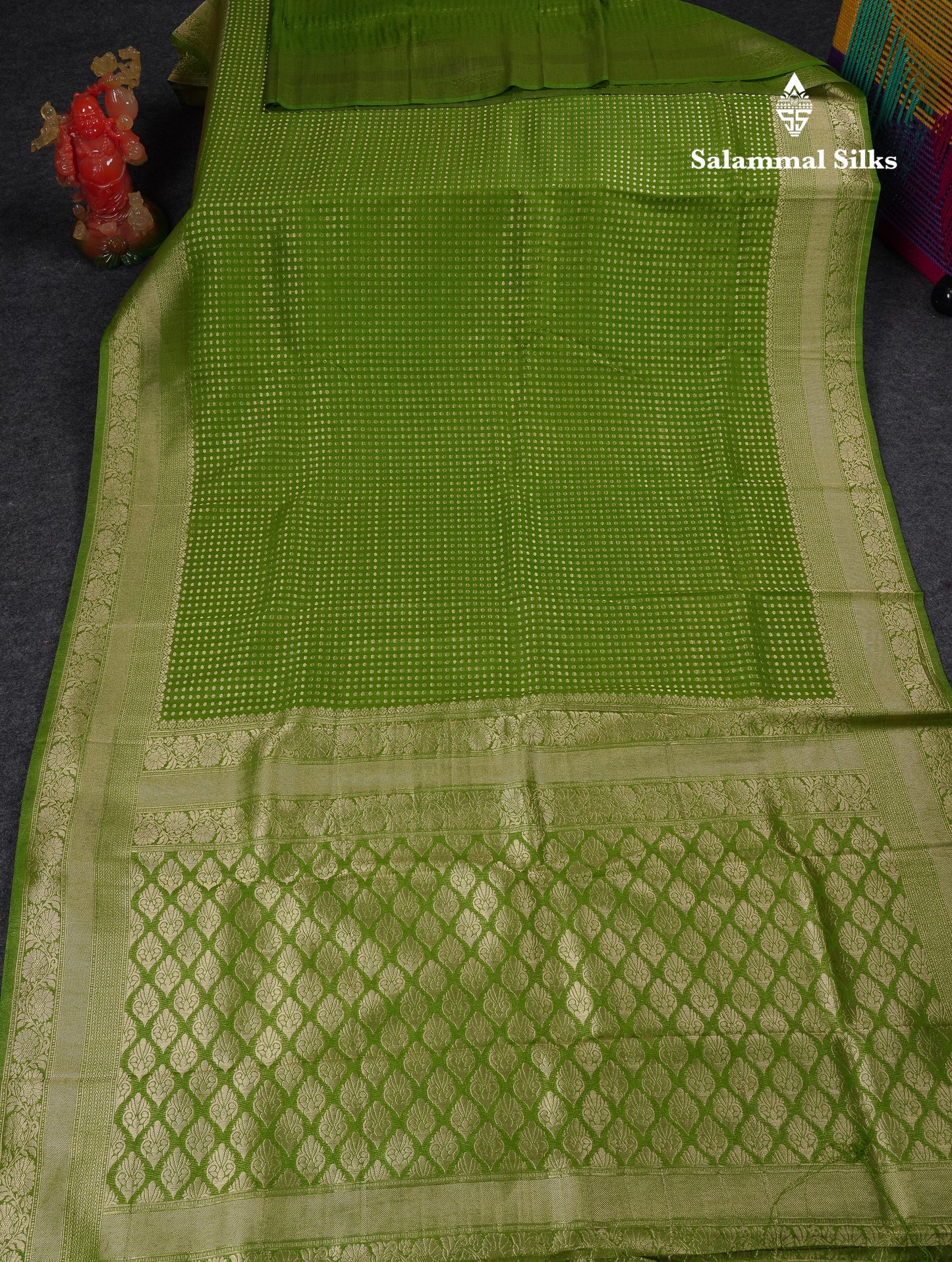 Beautiful Parrot Green Semi Georgette Saree With Fancy Border