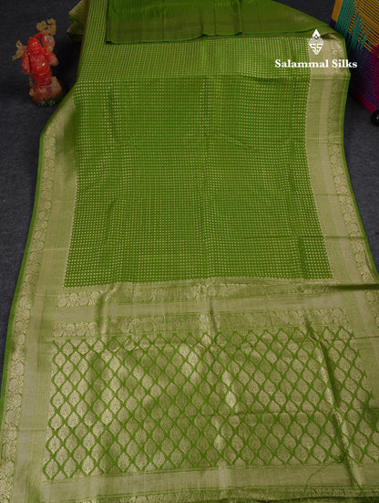 Beautiful Parrot Green Semi Georgette Saree With Fancy Border