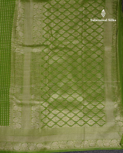 Beautiful Parrot Green Semi Georgette Saree With Fancy Border