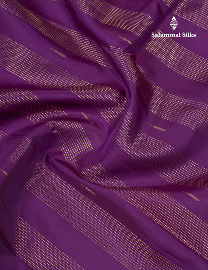 Beautiful Dark Purple Fancy Pure Kanjivaram Silk Saree With Traditional Border
