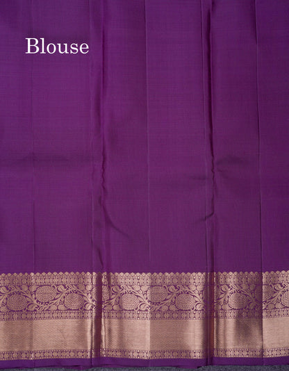 Beautiful Dark Purple Fancy Pure Kanjivaram Silk Saree With Traditional Border
