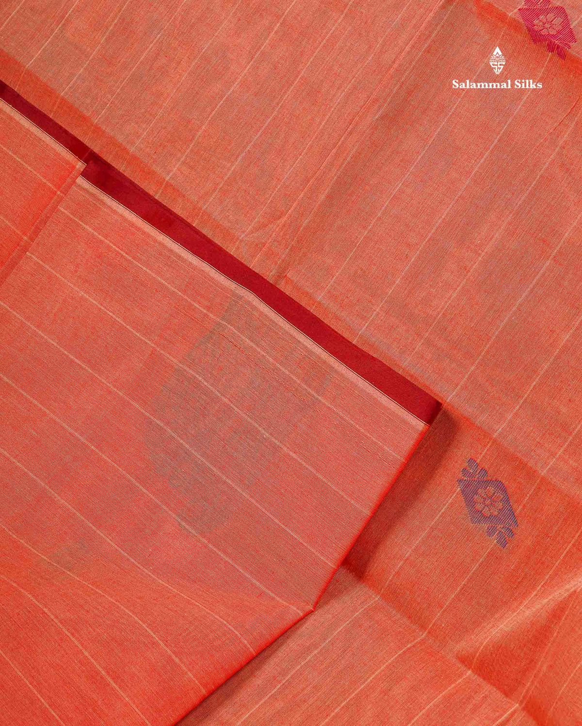 Pure Cotton Saree - Redish Orange Colour Body Lines With Fancy Thread Work Buttas
