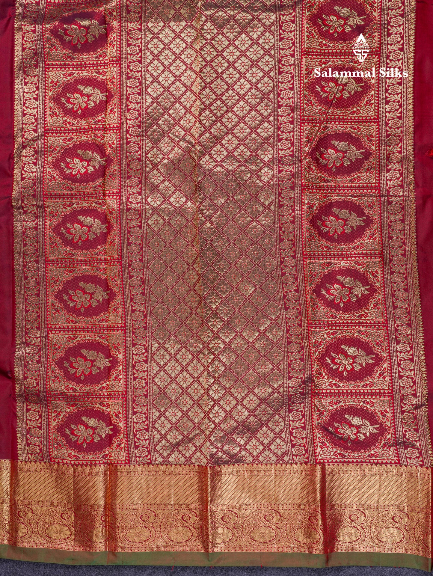 Beautiful Dark Maroon Pure Kanjivaram Silk Saree With Traditional Border
