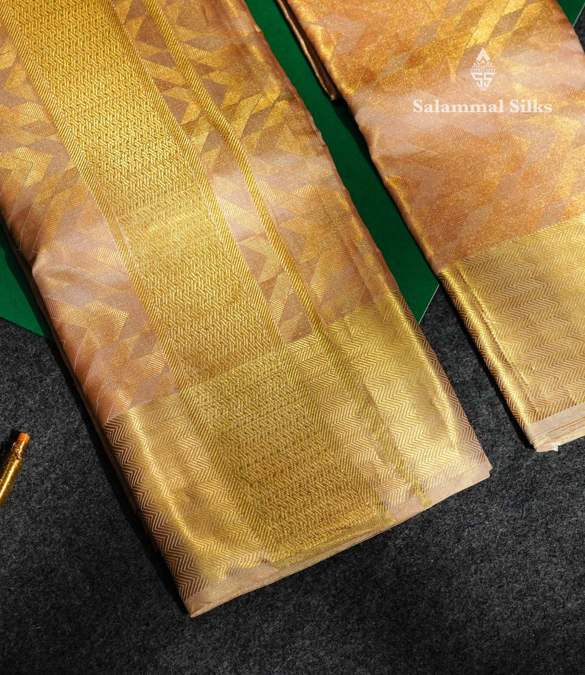 Beautiful Cream Pure Silk (9x5) Dhoti, Angavastram & Shirt (2.50M) with Gold Zari Border