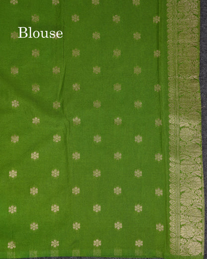 Beautiful Parrot Green Semi Georgette Saree With Fancy Border