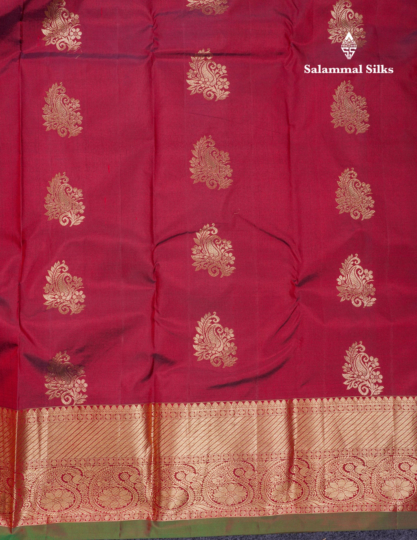 Beautiful Dark Maroon Pure Kanjivaram Silk Saree With Traditional Border