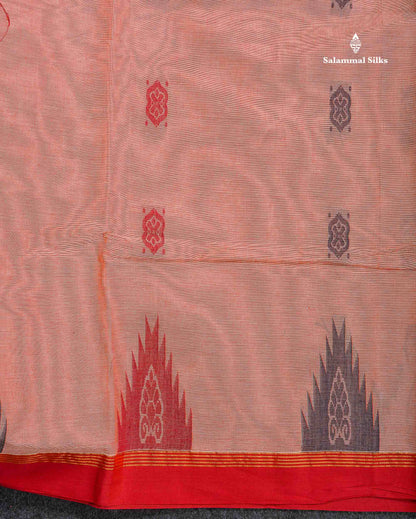 Pure Cotton Saree - Cream Yellow Colour Body Thread Work Butta With Temple Border