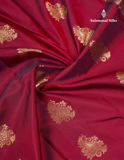 Beautiful Dark Maroon Pure Kanjivaram Silk Saree With Traditional Border