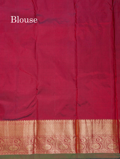 Beautiful Dark Maroon Pure Kanjivaram Silk Saree With Traditional Border
