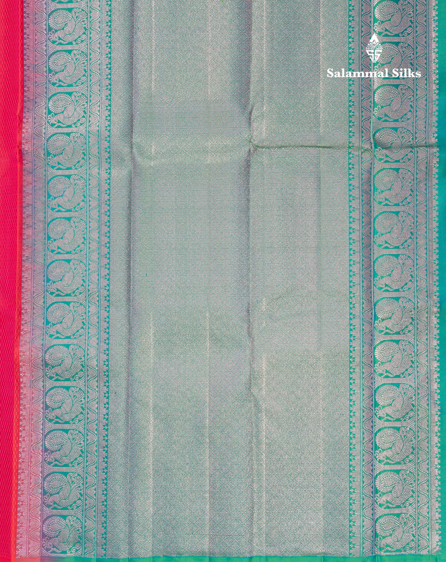 Beautiful Pink Fancy Pure Kanjivaram Silk Saree With Contrast Sapphire Green Blouse
