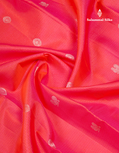 Beautiful Pink Fancy Pure Kanjivaram Silk Saree With Contrast Sapphire Green Blouse