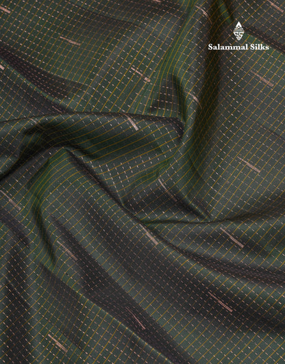 Beautiful Bottle Green Fancy Pure Kanjivaram Silk Saree With Contrast Mustard Yellow Blouse