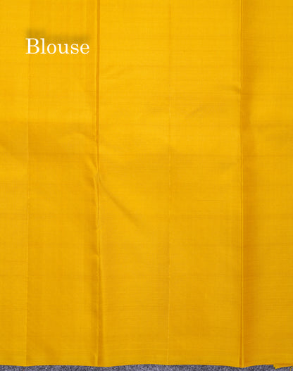 Beautiful Bottle Green Fancy Pure Kanjivaram Silk Saree With Contrast Mustard Yellow Blouse