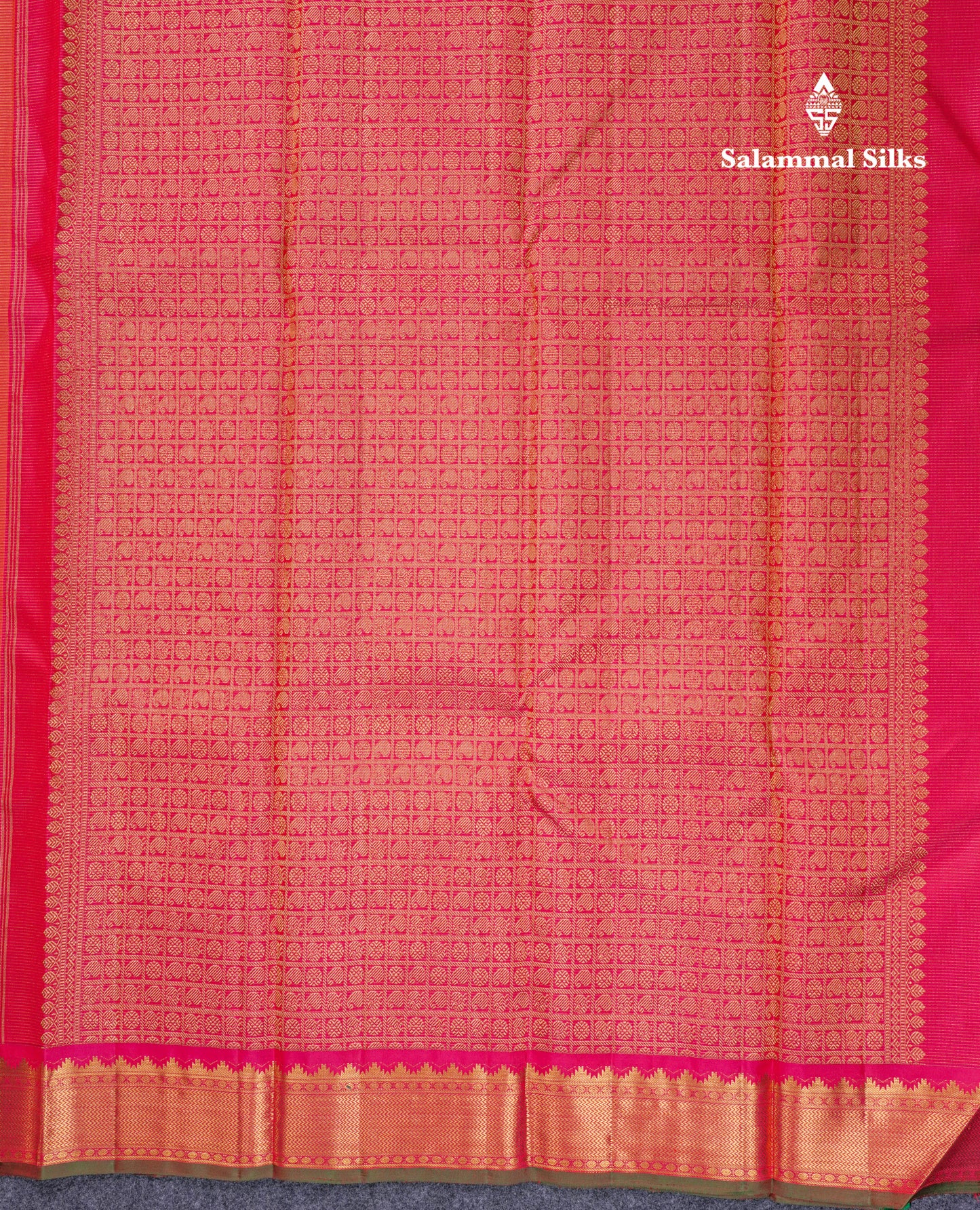 Beautiful Mango Yellow Vaira Oosi Lines With Butta Pure Kanjivaram Silk Saree With Contrast Pink Traditional Medium Border