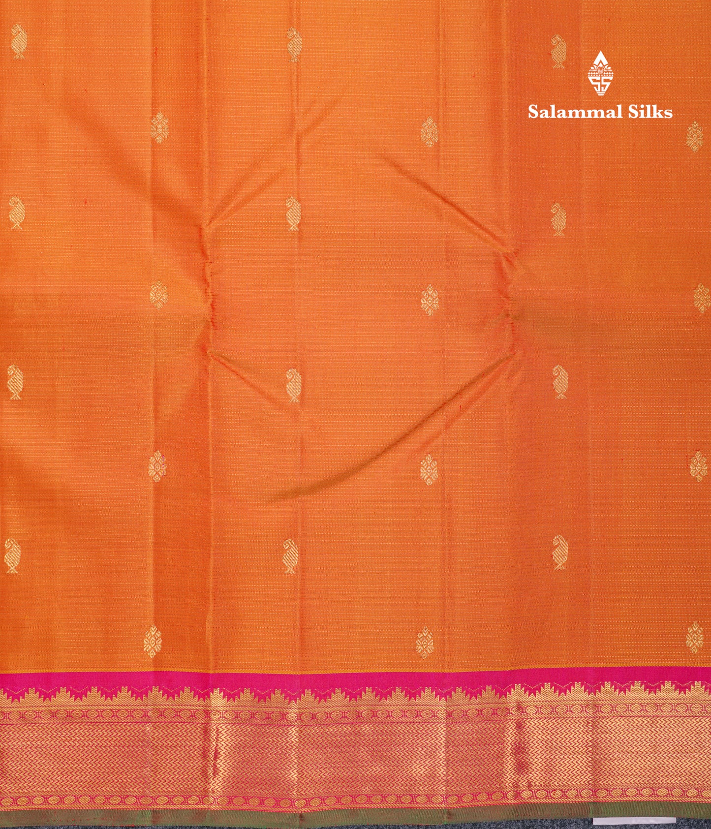 Beautiful Mango Yellow Vaira Oosi Lines With Butta Pure Kanjivaram Silk Saree With Contrast Pink Traditional Medium Border