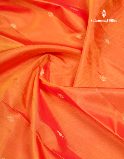 Beautiful Mango Yellow Vaira Oosi Lines With Butta Pure Kanjivaram Silk Saree With Contrast Pink Traditional Medium Border