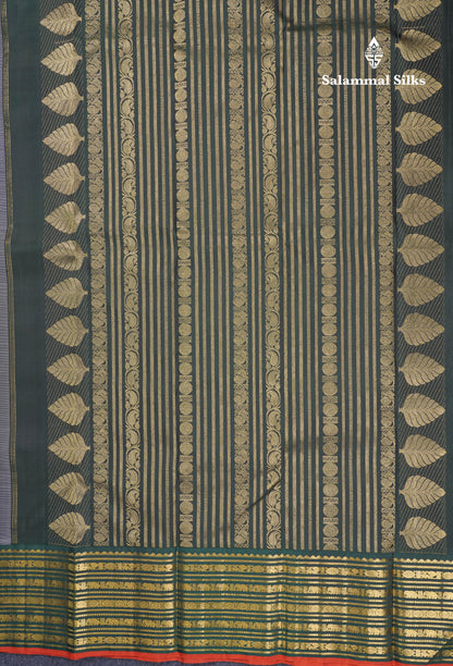 White Pure Kanjivaram Silk Saree With Contrast Ganga Jamuna Traditional Border