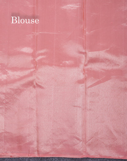 Beautiful Half White Tissue Bridal Pure Kanjivaram Silk Saree With Contrast Peach Fancy Evening Morning Border