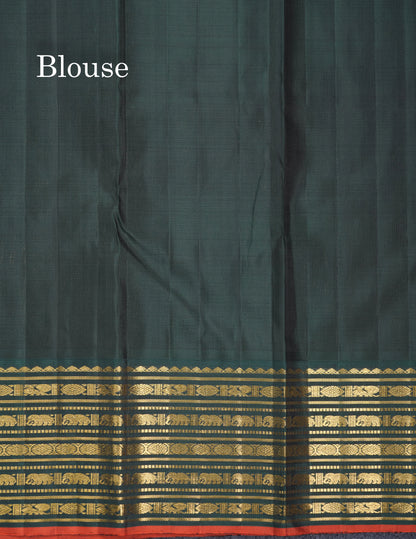 White Pure Kanjivaram Silk Saree With Contrast Ganga Jamuna Traditional Border