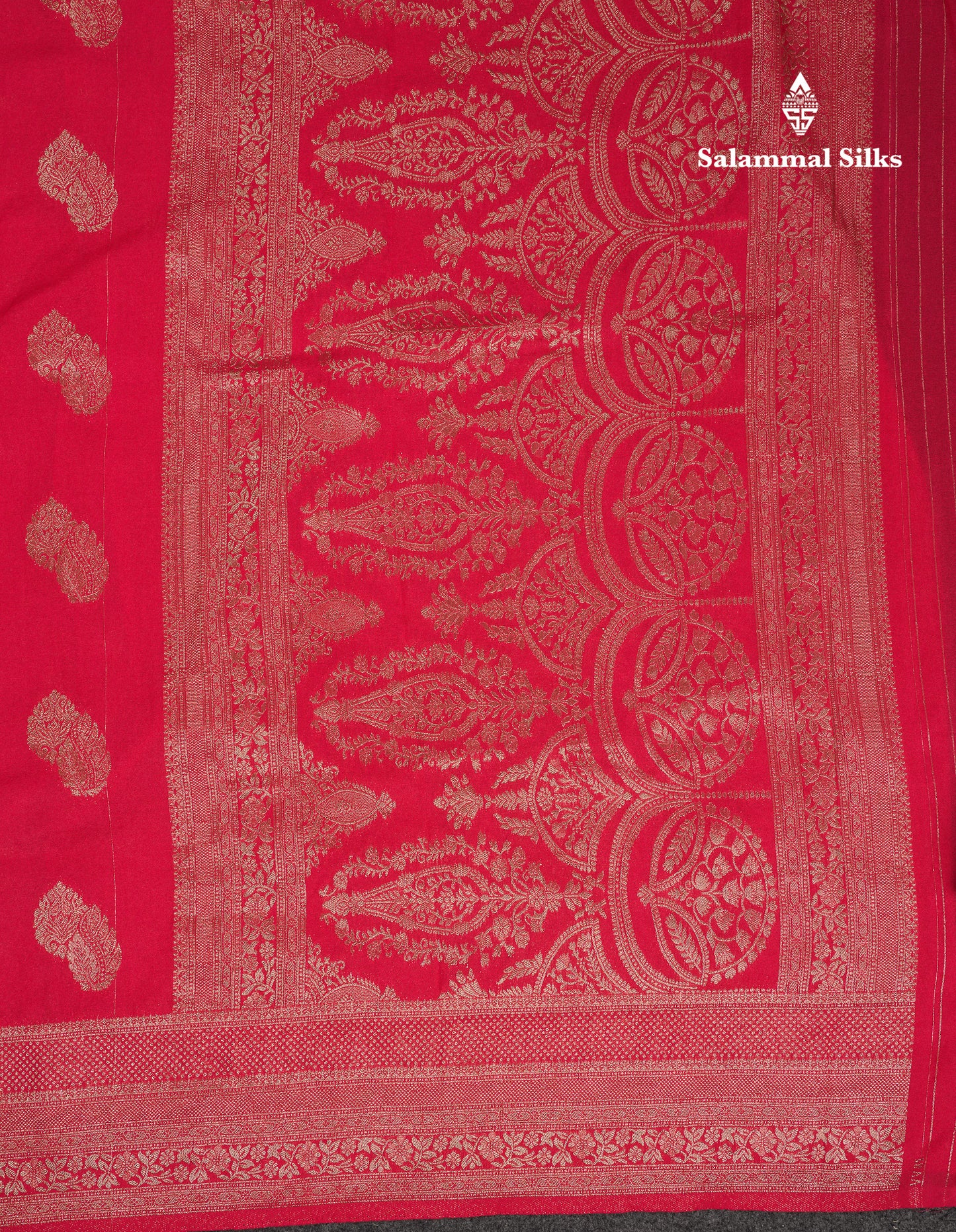 Beautiful Redish Pink Semi Georgette Saree With Fancy Border