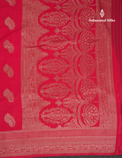Beautiful Redish Pink Semi Georgette Saree With Fancy Border