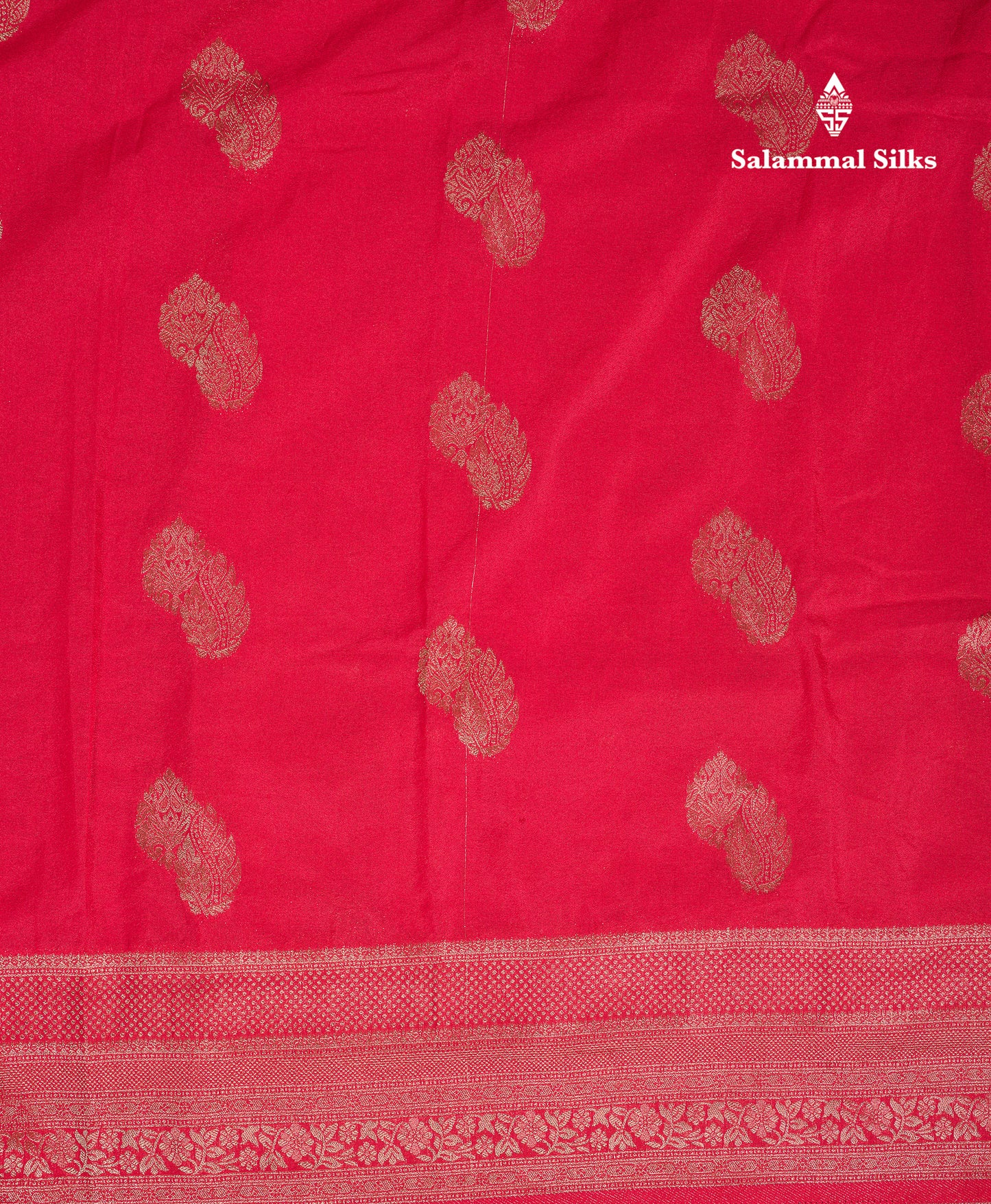 Beautiful Redish Pink Semi Georgette Saree With Fancy Border