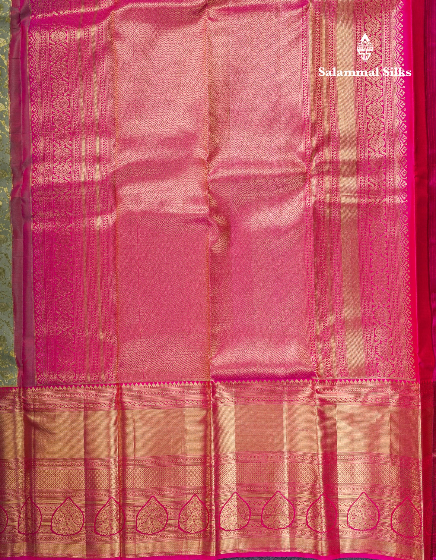 Beautiful Pista Green Bridal Pure Kanjivaram Silk Saree With Contrast Pink Traditional Evening Morning Border