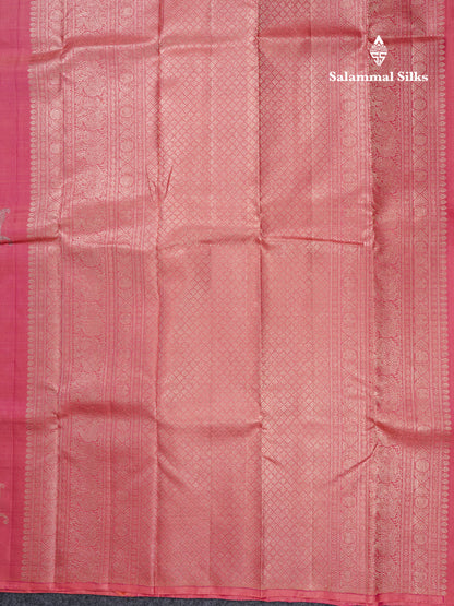 Dual Tone Pinkish Peach Fancy Pure Kanjivaram Silk Saree With Blouse