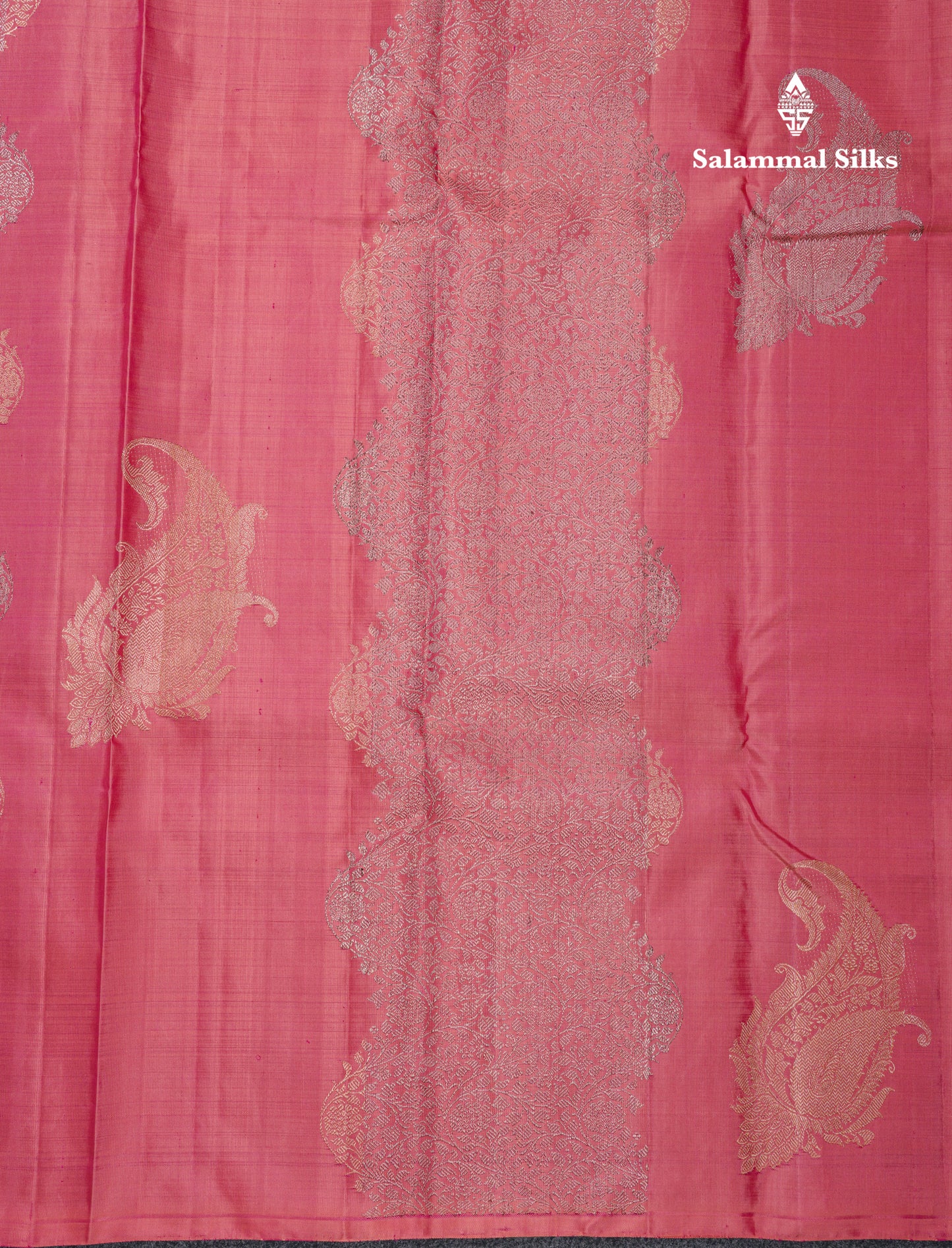 Dual Tone Pinkish Peach Fancy Pure Kanjivaram Silk Saree With Blouse