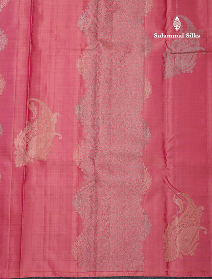 Dual Tone Pinkish Peach Fancy Pure Kanjivaram Silk Saree With Blouse