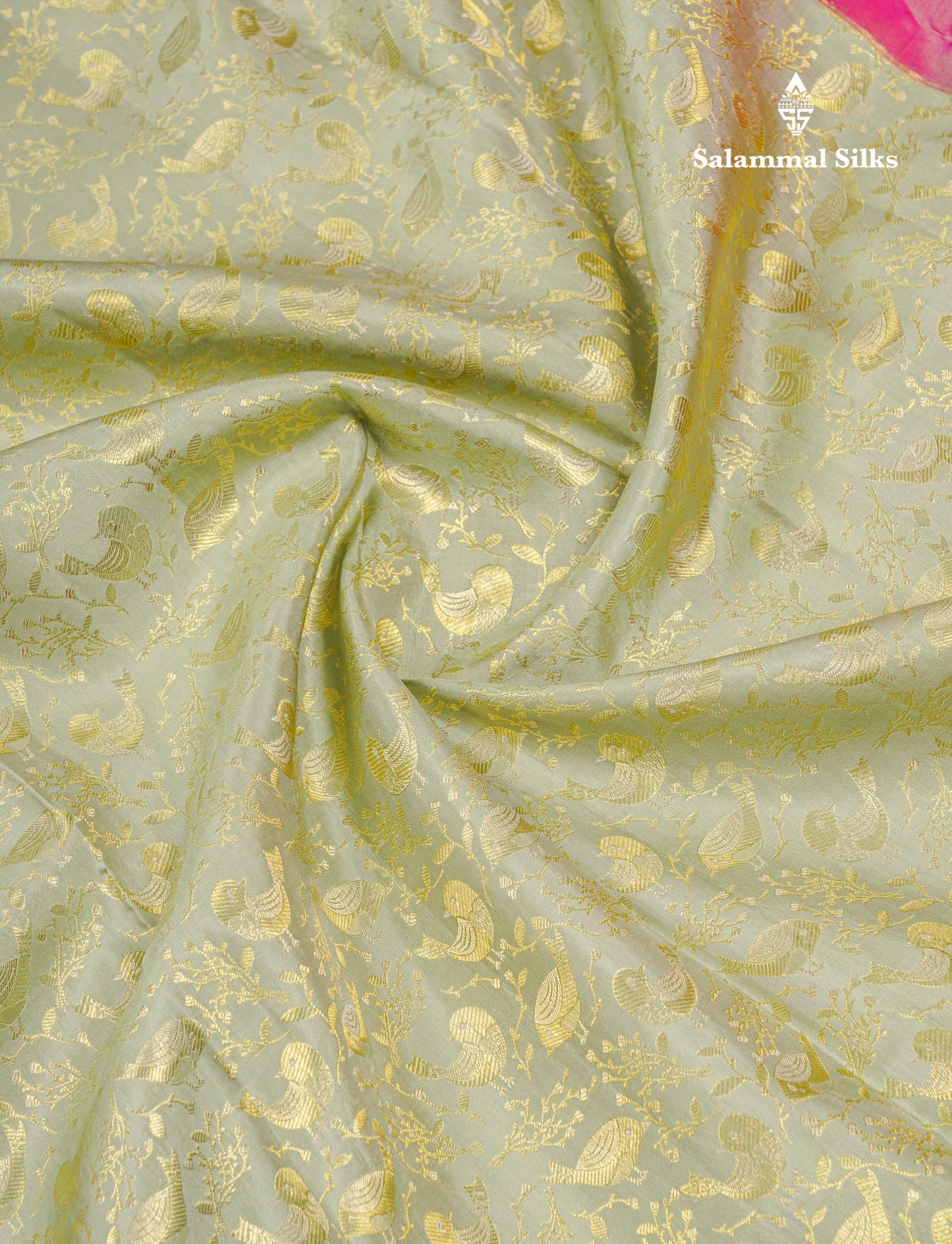 Beautiful Pista Green Bridal Pure Kanjivaram Silk Saree With Contrast Pink Traditional Evening Morning Border