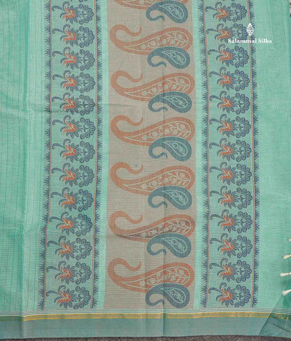Pure Cotton Saree - Sea green Colour Body Thread Work Butta With Blouse