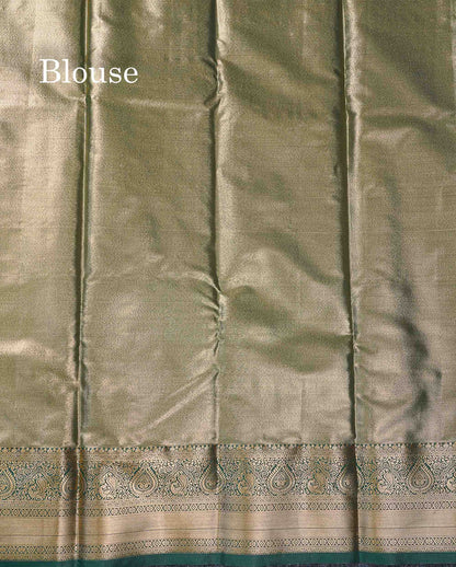 Beautiful Orange Tissue Bridal Semi Silk Saree With Contrast Bottle Green Traditional Border
